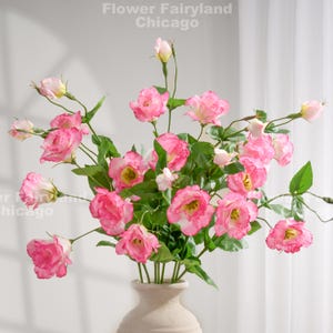 3 Heads Faux Lisianthus Stem - Artificial Flower - Bright Pink