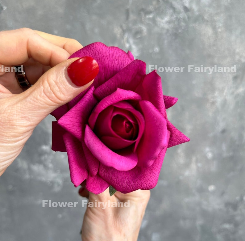 5 Stems Real Touch Rose Bouquet - Artificial Flower - Deep Magenta - Etsy