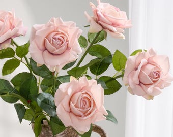 30" Real Touch Full Bloom Rose Stem - Artificial Flower - Pale Mauve Pink