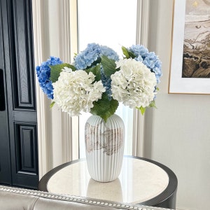 Real Touch Huge Faux Hydrangea Stem | Extremely Realistic Artificial Flower | Centerpiece | Wedding/Home Decoration | Gifts - White