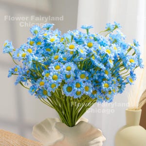 Lot de fausses camomille - Fleur artificielle - Bleu