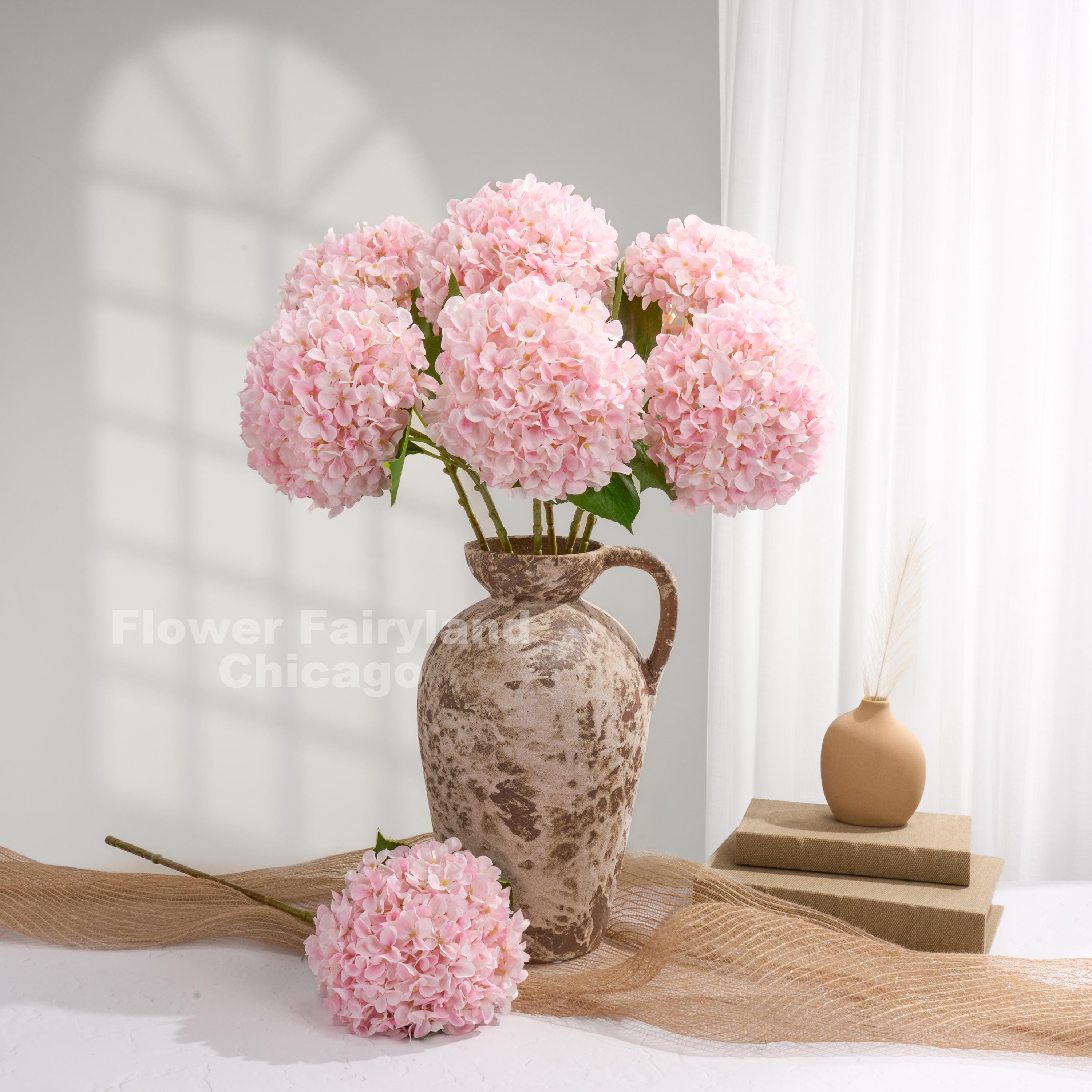 Hortensia artificial Grand Bloom de 66 cm - Rosa claro