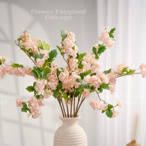 Faux Snowball Stem - Artificial Flower - Pinky Peach