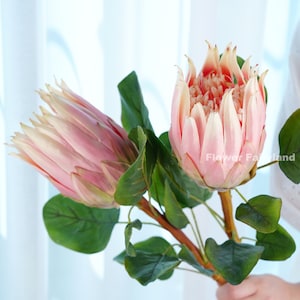 Faux King Protea Stem | Artificial Flower | Large Size | Centerpieces | DIY Floral | Wedding/Home Decoration | Gifts - Light Pink