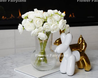 Petit lot de petites renoncules - Fleur artificielle - Blanc