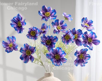 4頭のフェイクコスモス - 造花 - 紫がかった青 - Etsy 日本