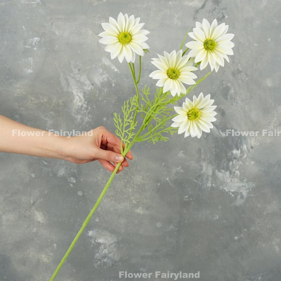 5 White Daisies Silk Flower Heads Artificial Daisy 3.15 Floral Supply Hair  Accessories Wild Flower Supplies Simulation DIY Bouquet 