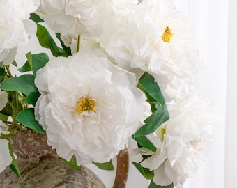 5 stora pionbukett - konstgjord blomma - vit