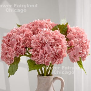 Tallo enorme de hortensia Real Touch - Flor artificial - Rosa antiguo