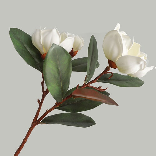 4 Heads Faux Magnolia Flower Stem Artificial Flower Etsy