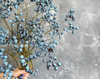 Faux Blueberry Branch - Artificial Plant - Blue