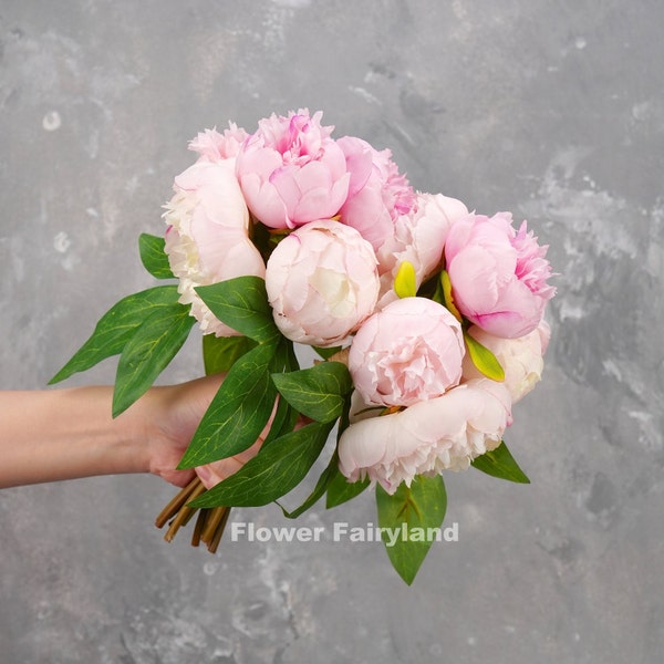 Bouquet di 7 peonie artificiali - Rosa