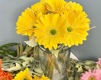 7 Stems Real Touch Gerbera Daisy Bouquet | Artificial Flower | DIY Floral | Wedding/Home Decoration | Gifts - Multi-color