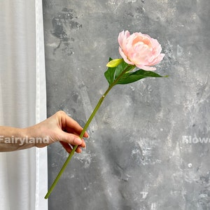 Bouquet de pivoines Tige de pivoine Fleur artificielle de haute qualité Bricolage Fleurs Décoration de mariage/maison Cadeaux Rose clair image 9