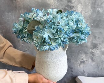 Stelo di ortensia multicolore - Fiore artificiale - Blu