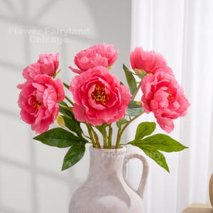 Faux Peony Flower | High Quality Artificial Flower | DIY | Floral | Centerpieces | Wedding/Home Decor | Gifts - Bright Pink