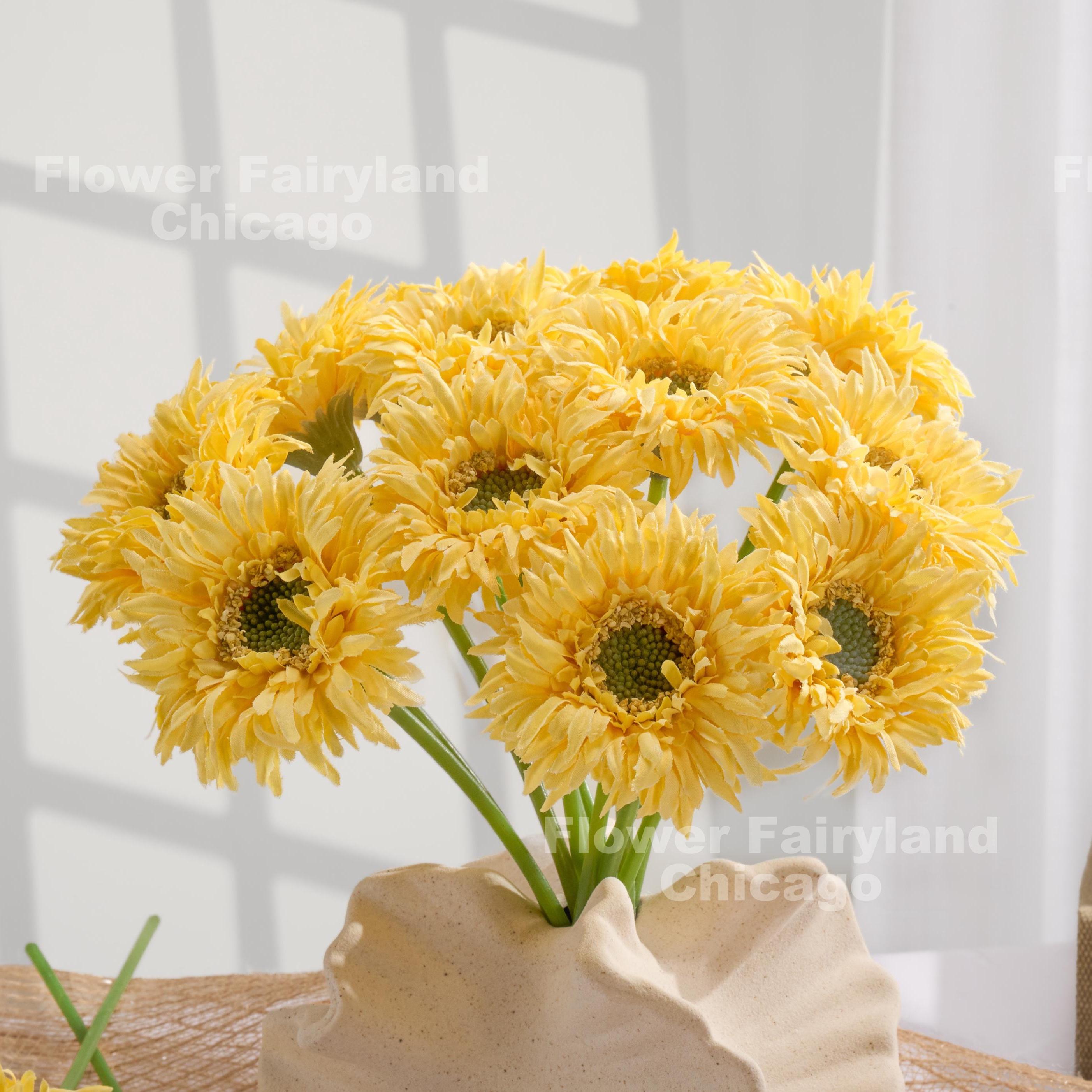3本入りフェイクガーベラ（小）束 - 造花 - イエロー - Etsy 日本