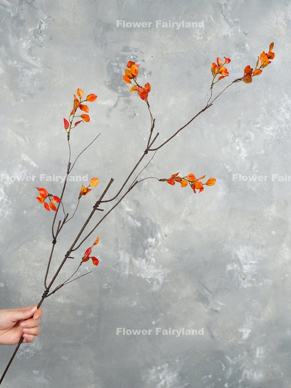Stelo decorativo con foglie finte da 99 cm/pianta  artificiale/floreale/centrotavola/matrimonio/decorazione per la casa/regali  arancione -  Italia