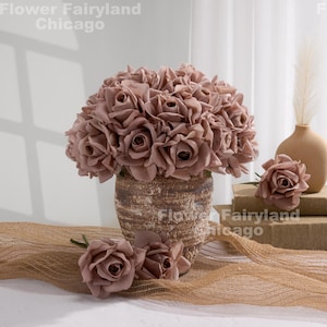 5 Stems Real Touch Rose Bouquet - Artificial Flower - Light Mocha