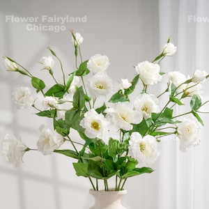 3 Heads Faux Lisianthus Stem - Artificial Flower - White