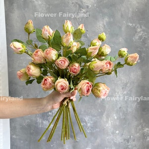 Faux Dried Look Rose Bouquet | Artificial Flower | DIY | Floral | Centerpieces | Wedding/Home Decors | Gifts - Light Pink