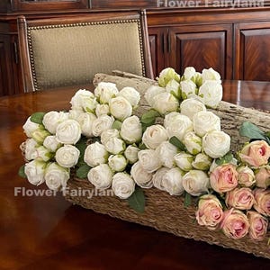 10 Stems Dried Look Rose Bouquet - Artificial Flower - White