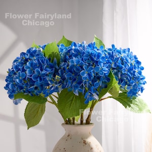 Faux Hydrangea Stem - Artificial Flower - Blue