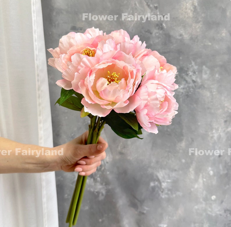 Bouquet de pivoines Tige de pivoine Fleur artificielle de haute qualité Bricolage Fleurs Décoration de mariage/maison Cadeaux Rose clair Light Pink Bouquet