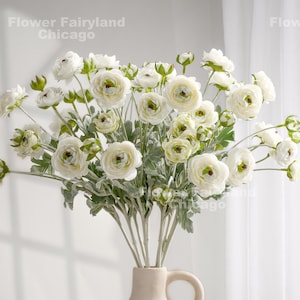 Faux Ranunculus - White