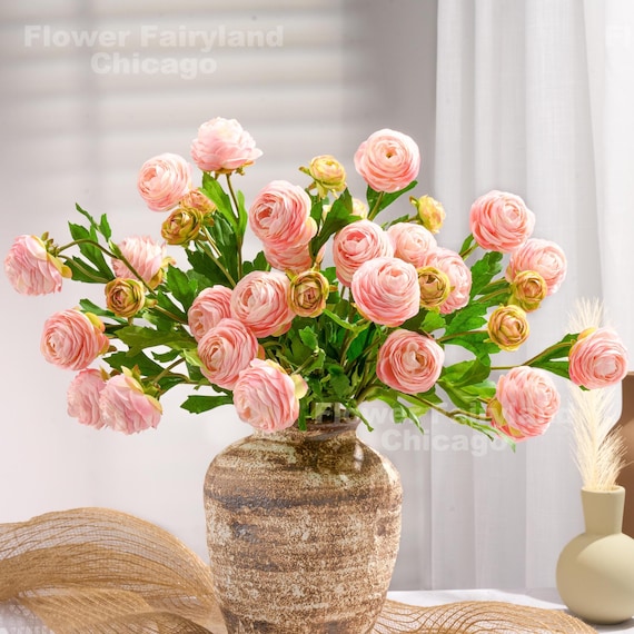 Künstliche kleine Ranunkel - Kunstblumen - Baby Pink