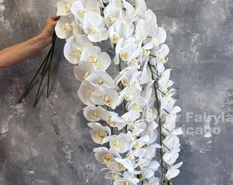 59" Extra Long Real Touch Orchid Stem - Artificial Flower - White