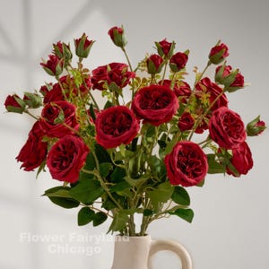 6 Heads Faux Rose Stem - Artificial Flower - Red