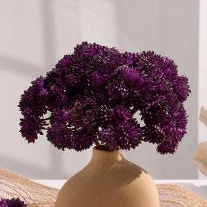 Real Touch Sedum Cluster Stem - Artificial Plant - Dark Purple