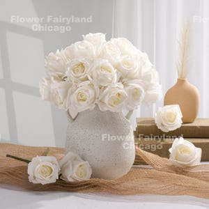 Realistischer Latex Rosenstrauß | Hochwertige künstliche Blume | Basteln | Brautstrauß | Wohndekors | Geschenke - Elfenbein