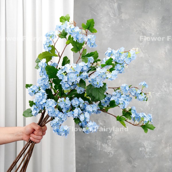 Faux Snowball Flower Bouquet | Snowball Stem | High Quality Artificial Flower | DIY | Wedding/Home Decoration | Gifts -Blue -Lavender