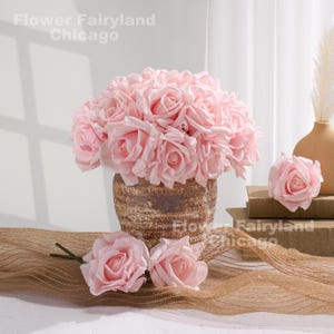 Real Touch Rose Bouquet | High Quality Artificial Flower | DIY | Wedding Bouquet | Home Decors | Gifts - Light Pink