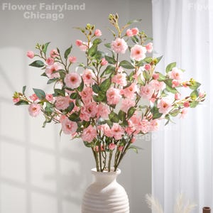 36&quot; Faux Camellia Stem - Artificial Flower - Light Pink