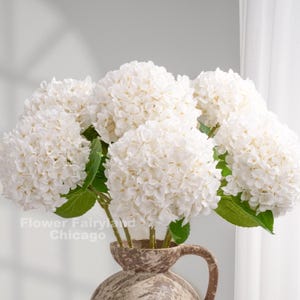 26" Grand Bloom Faux Hydrangea Stem - Artificial Flower - White