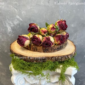 10 Stems Dried Look Rose Bouquet - Artificial Flower - Red