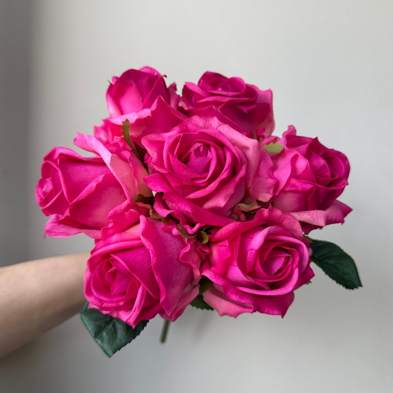 7 Stems Real Touch Latex Rose Bouquet High Quality Etsy