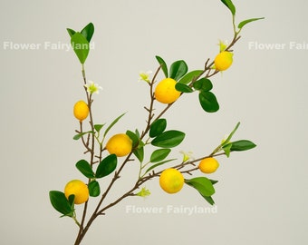 Faux Small Lemons and Foliage Stem | Artificial Fruit Branch | DIY | Kitchen/Home Decoration | Gifts