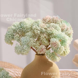 Real Touch Sedum Cluster Stem - Artificial Flower - Light Blue
