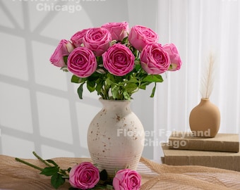 Rosa de tacto real - Flor artificial - Magenta