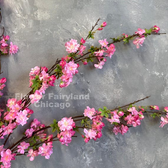 54インチ フェイク桜大枝 - 造花 - 明るいピンク - Etsy 日本