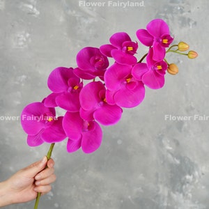 38 Real Touch 9 Heads Orchid Stem High Quality Artificial Flower DIY Floral Centerpiece Wedding/Home Decoration Gifts Magenta image 3