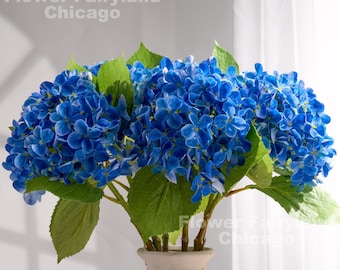 Stelo di ortensia artificiale - Fiore artificiale - Blu scuro