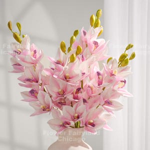 Faux Cymbidium Hybrid Stem - Artificial Flower - Light Pink