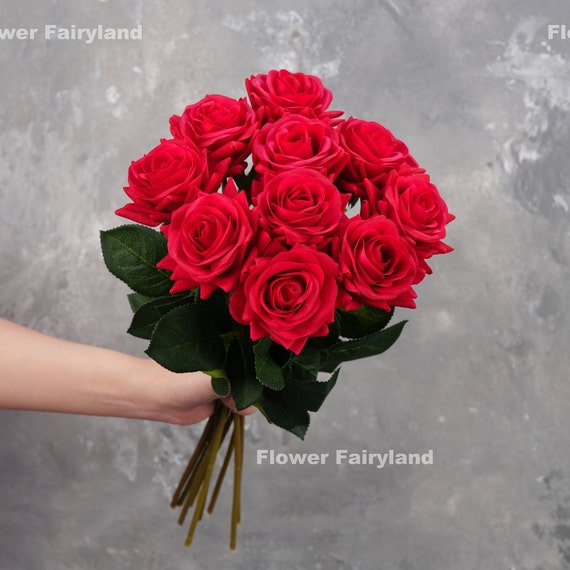 Stelo di rosa in lattice Real Touch / Fiore artificiale di alta qualità / Floreale  fai da te / Matrimonio/Decorazioni per la casa / Regali Rosso -  Italia