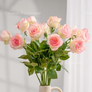 Real Touch Half Opened Rose - Artificial Flower - Light Greenish Pink