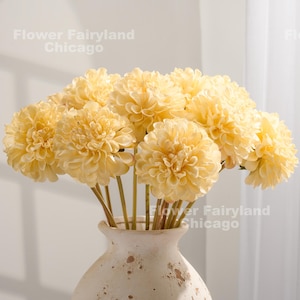 Bouquet di dalie finte - Fiore artificiale - Crema